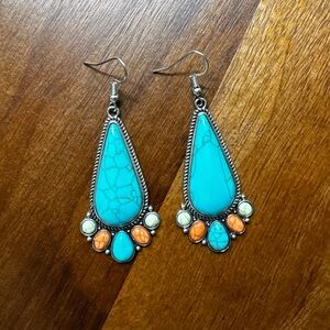 Turquoise Teardrop Stone Earrings